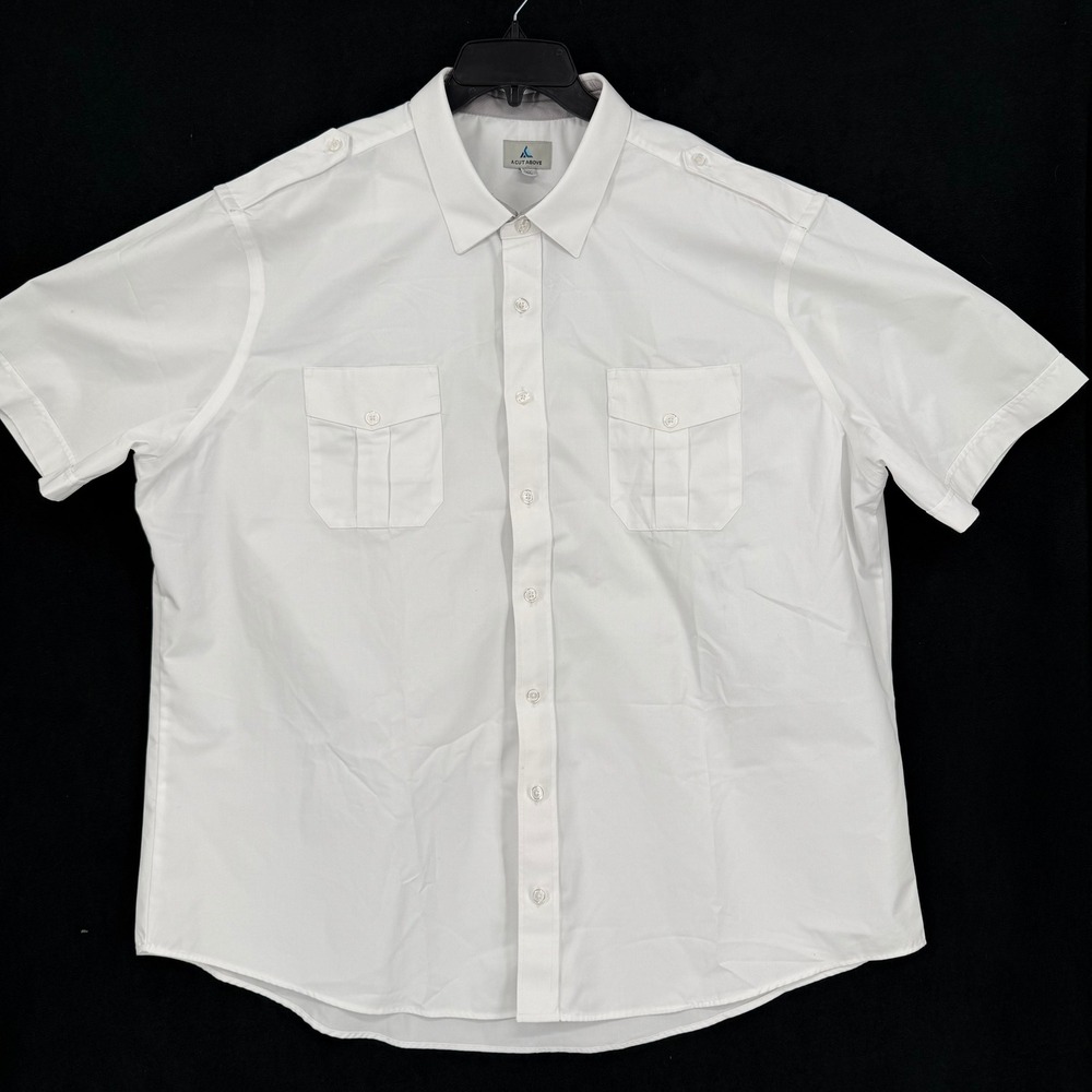 A Cut‎ Above Cirrus Pilot Shirt White Short Sleeve Mens 20 Relaxed Fit AB33M2